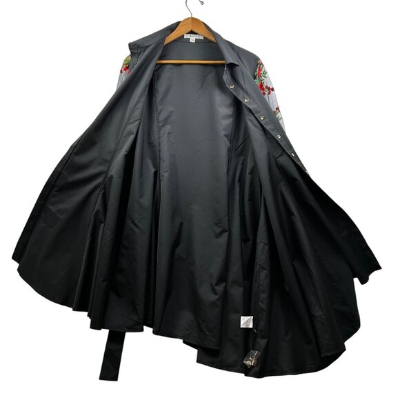 Nylon Apparel Dress Womens Large Blk Embroidered Mesh Sleeves Whimsigoth Witchy - Picture 7 of 10